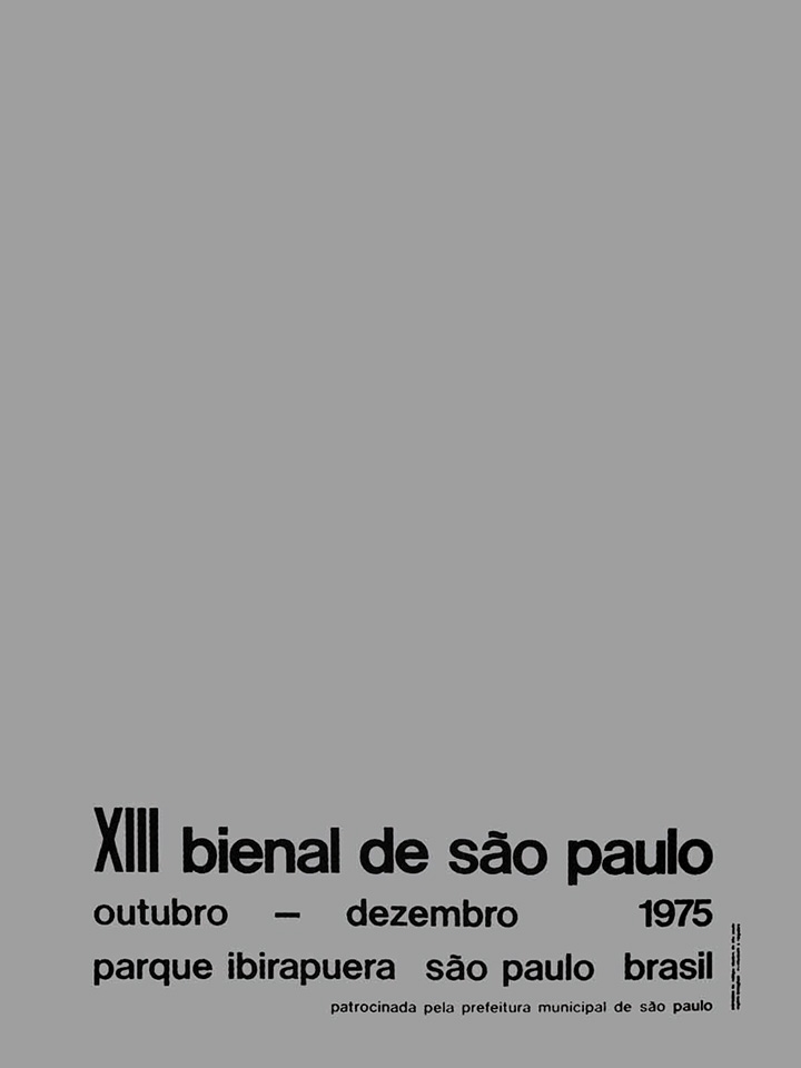 Cartaz da 13ª Bienal, de autoria de Rogério Batagliesi e M. Elizabeth S. Nogueira